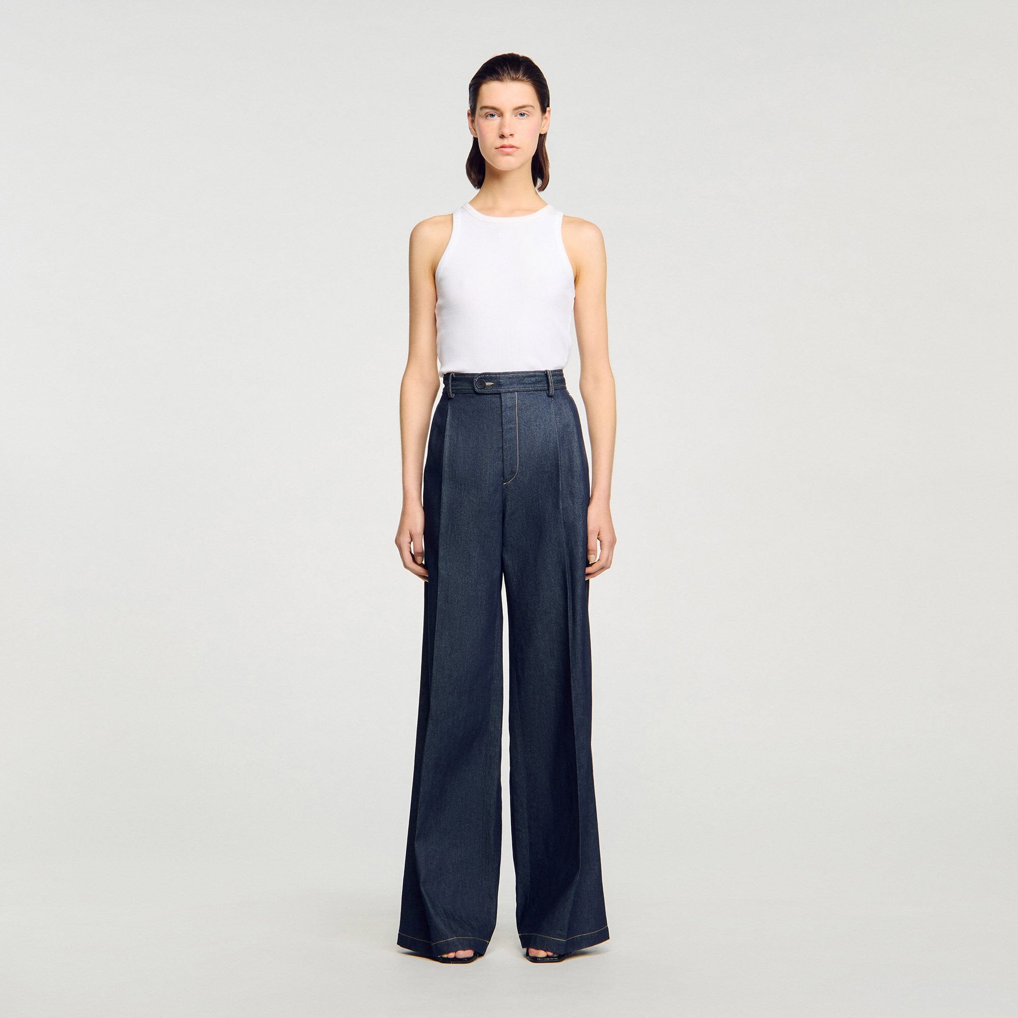 Denim suit trousers Deep Blue Sandro Women