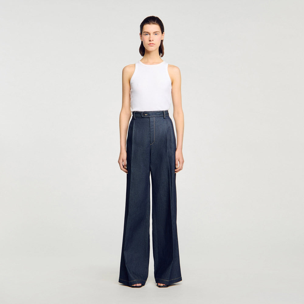Denim suit trousers Deep Blue Sandro Women