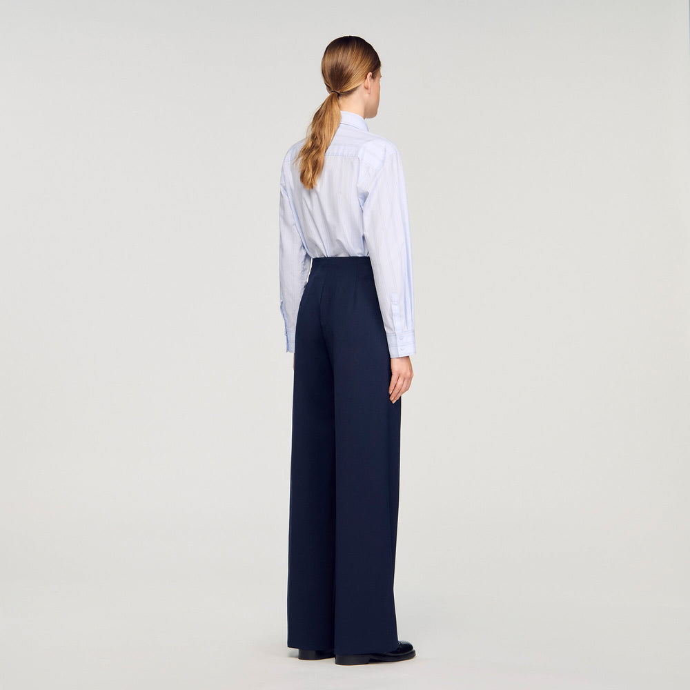 Asymmetric straight-leg trousers Navy Blue Sandro Women
