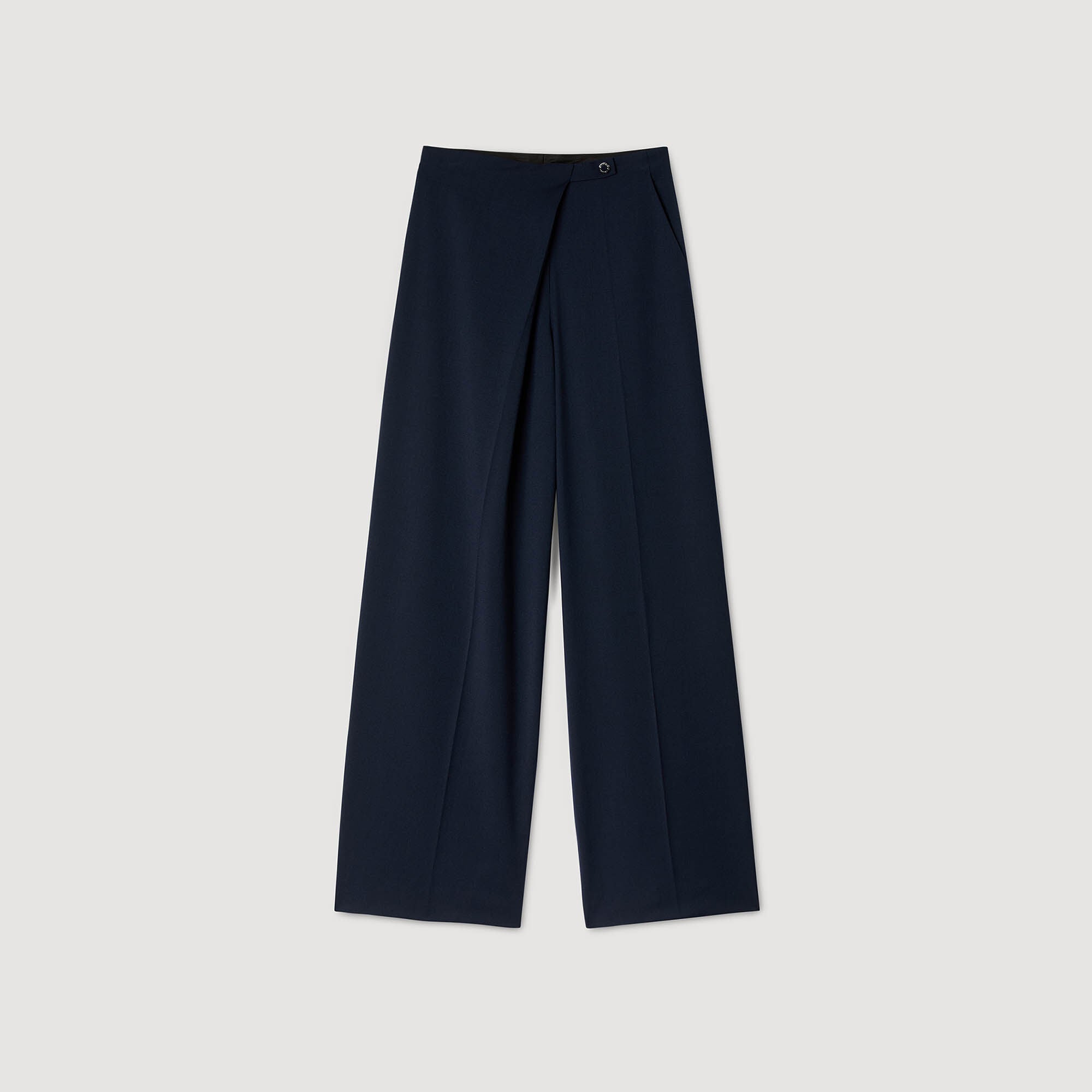 Asymmetric straight-leg trousers Navy Blue Sandro Women