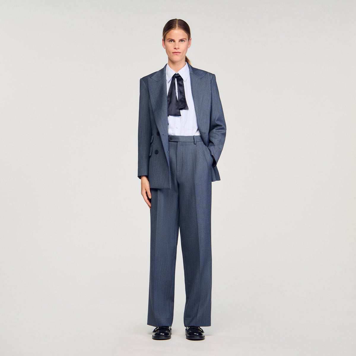 Striped wide-leg trousers Blue Sandro Women