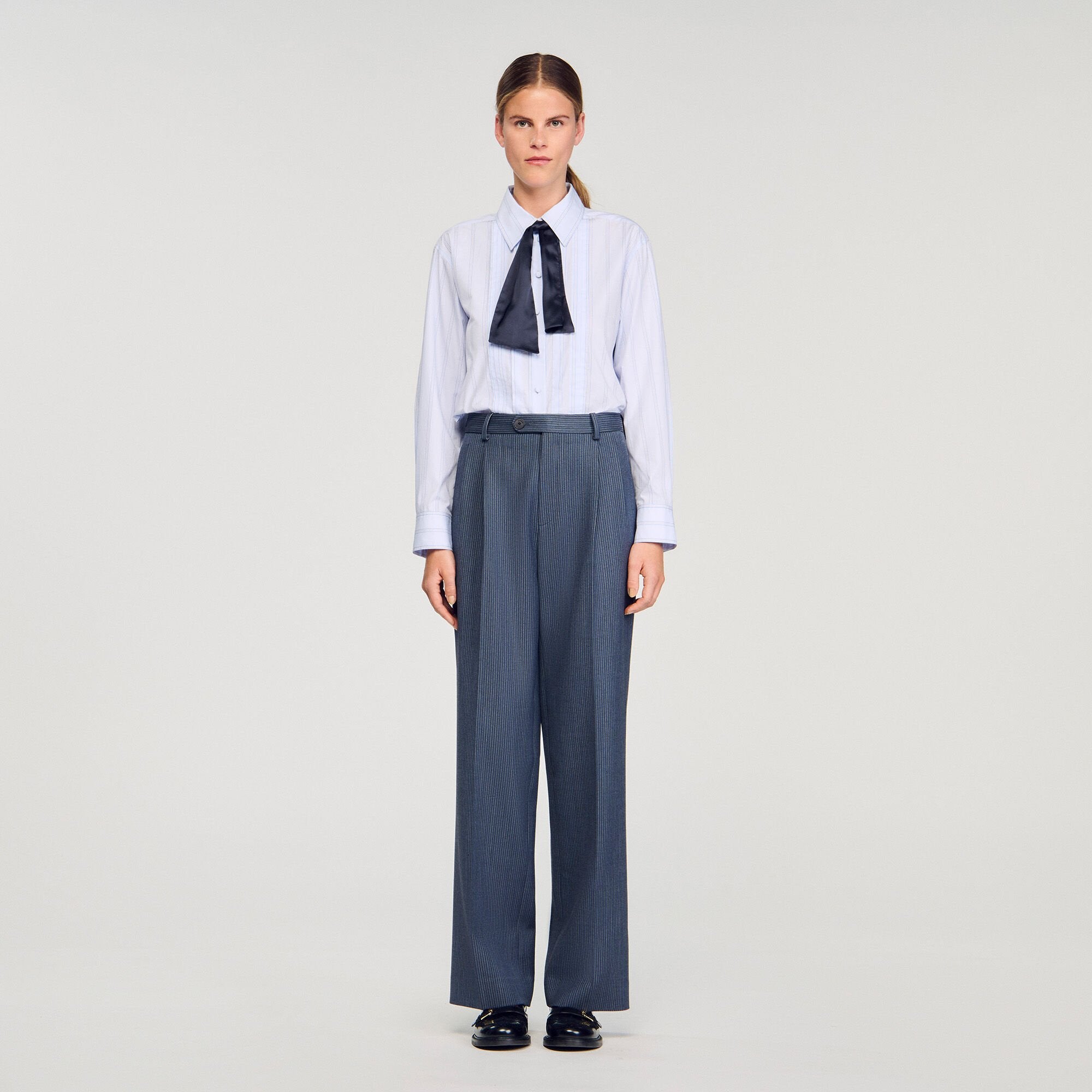 Striped wide-leg trousers Blue Sandro Women