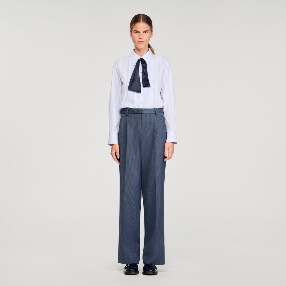 Striped wide-leg trousers Blue Sandro Women
