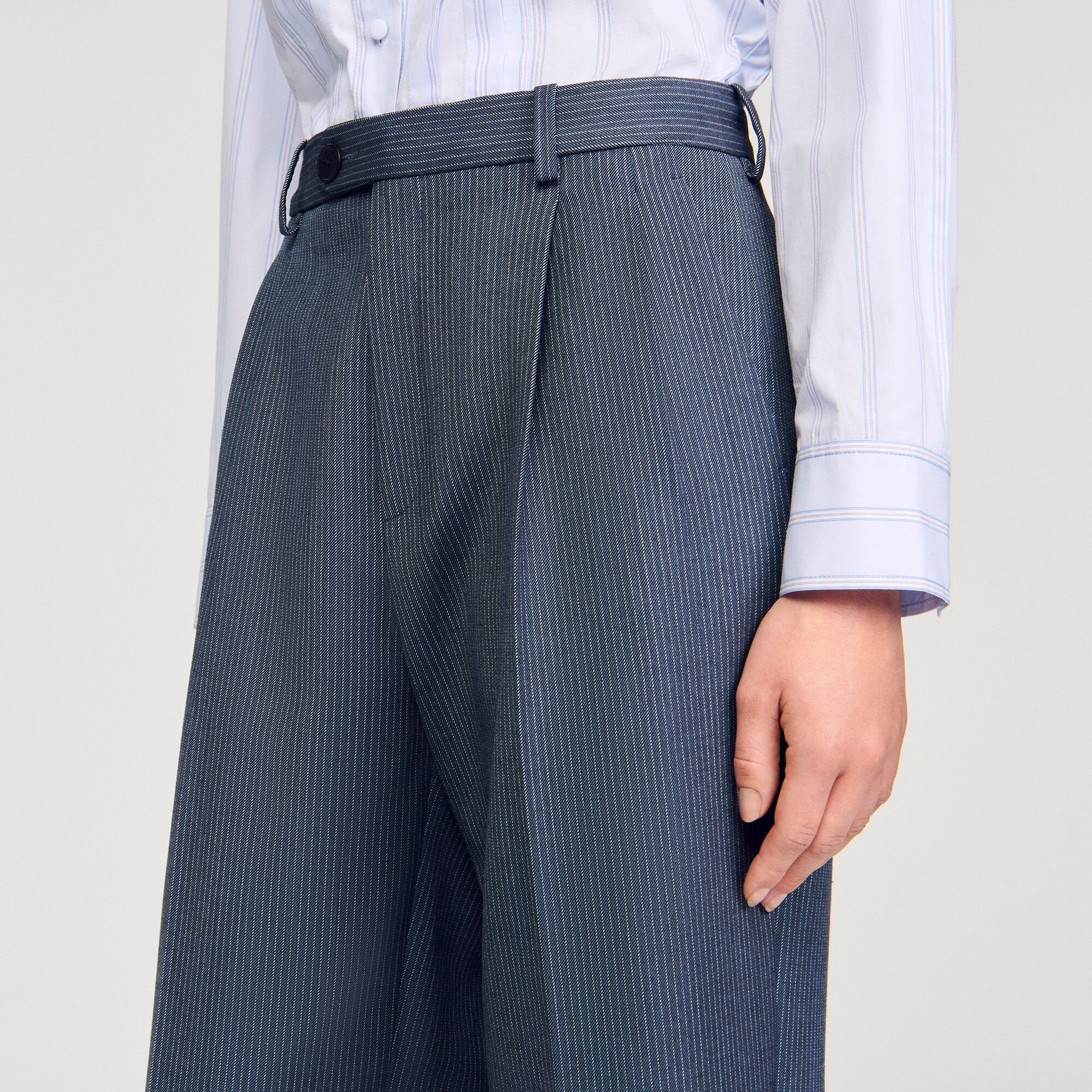 Striped wide-leg trousers Blue Sandro Women