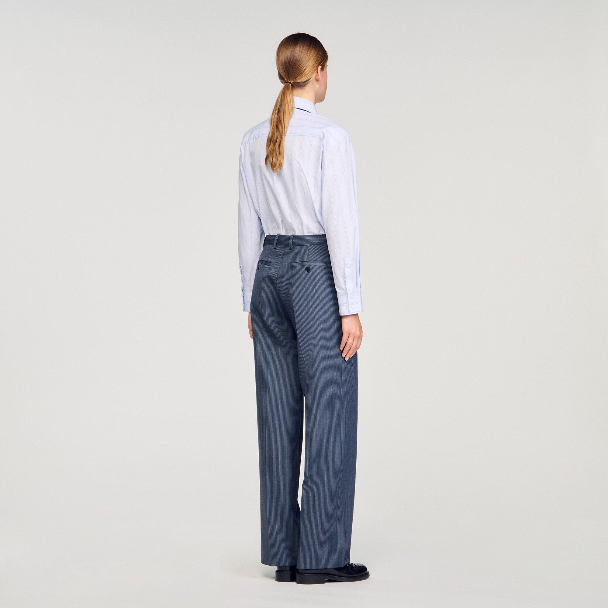 Striped wide-leg trousers Blue Sandro Women