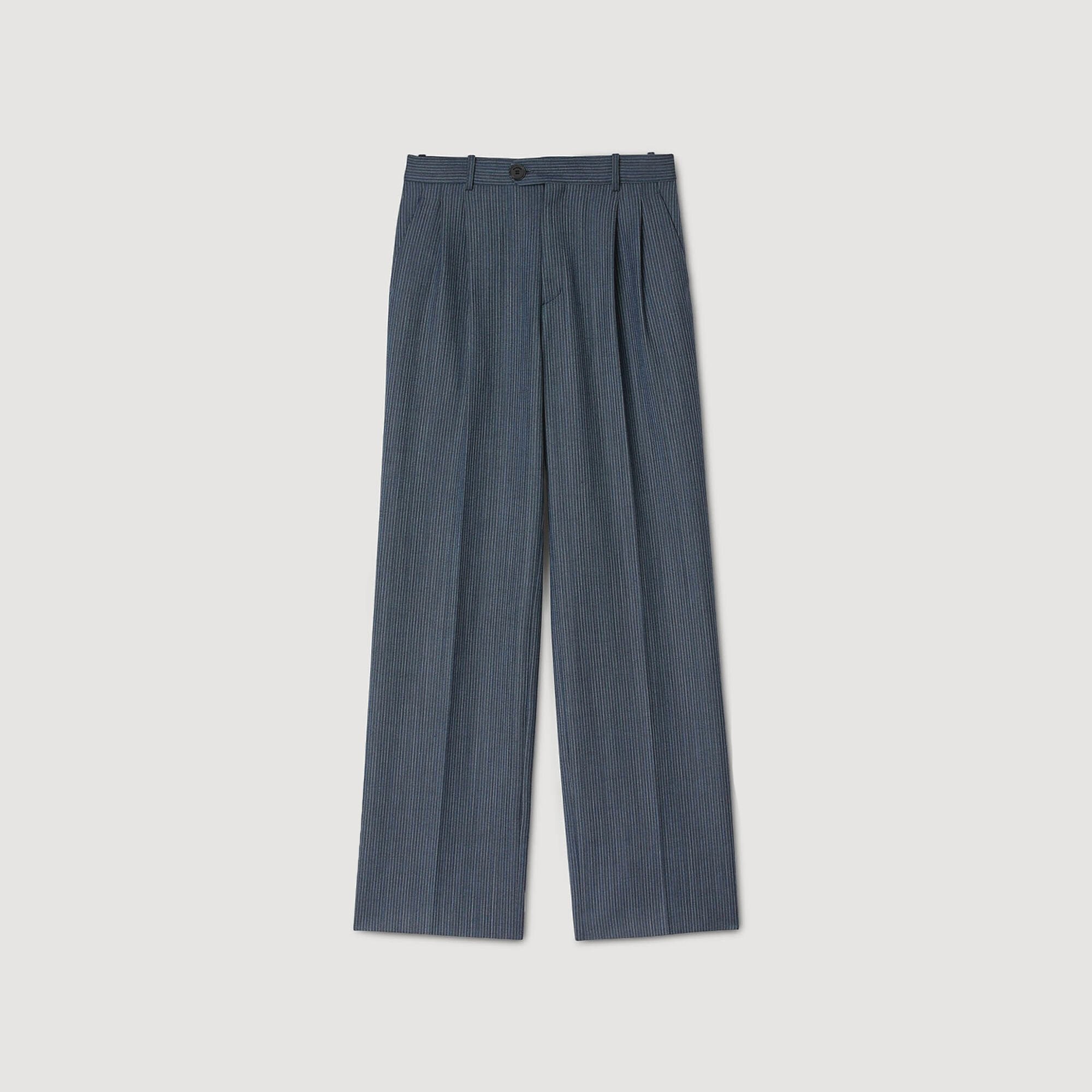 Striped wide-leg trousers Blue Sandro Women