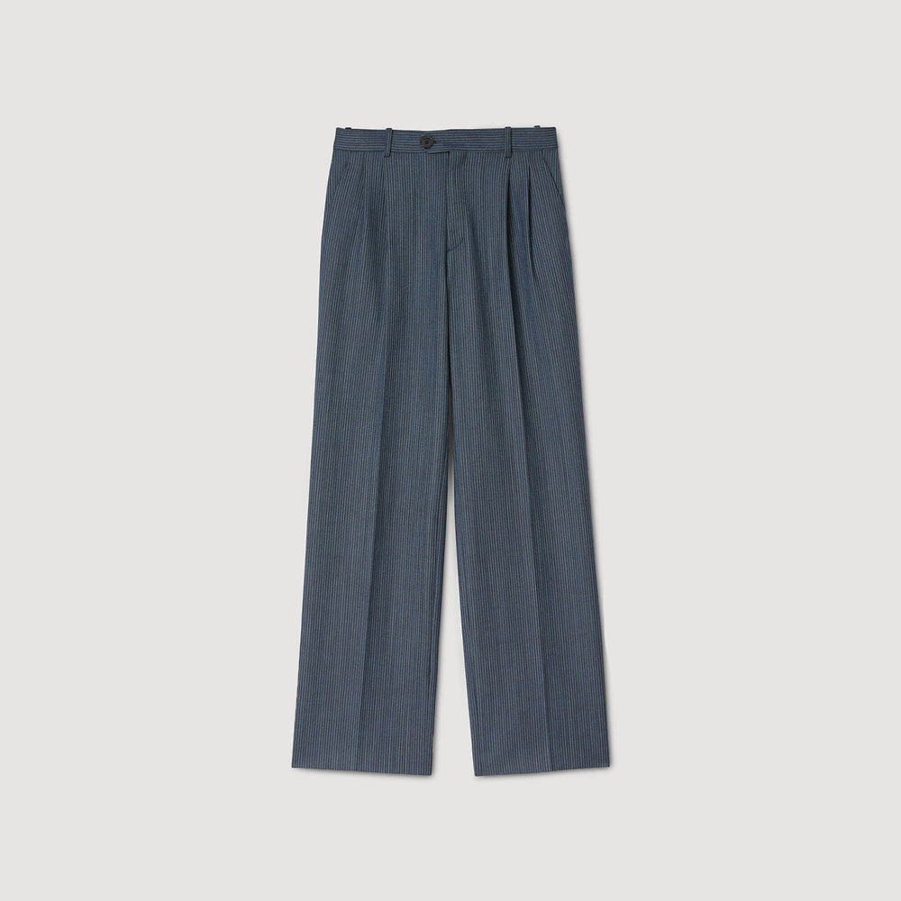 Striped wide-leg trousers Blue Sandro Women