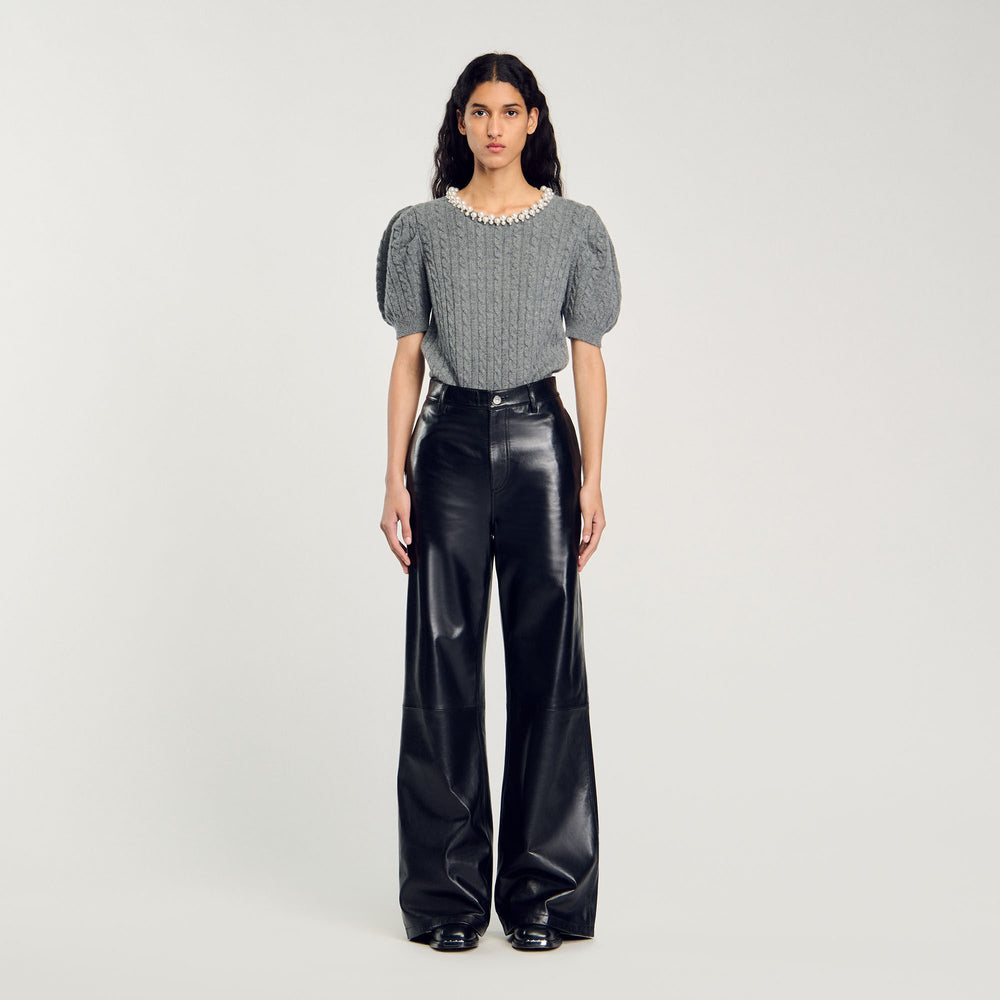 Cable knit sweater Grey Sandro Women