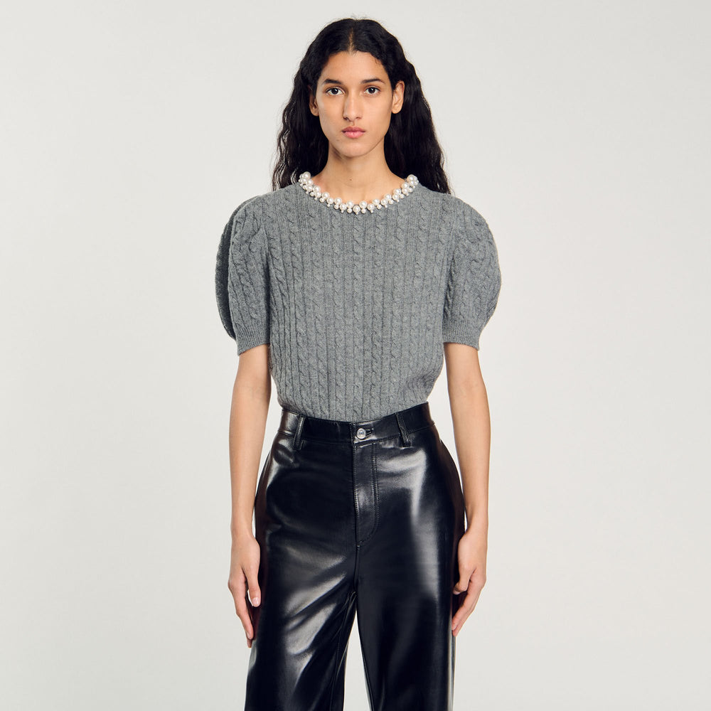 Cable knit sweater Grey Sandro Women