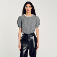 Cable knit sweater Grey Sandro Women