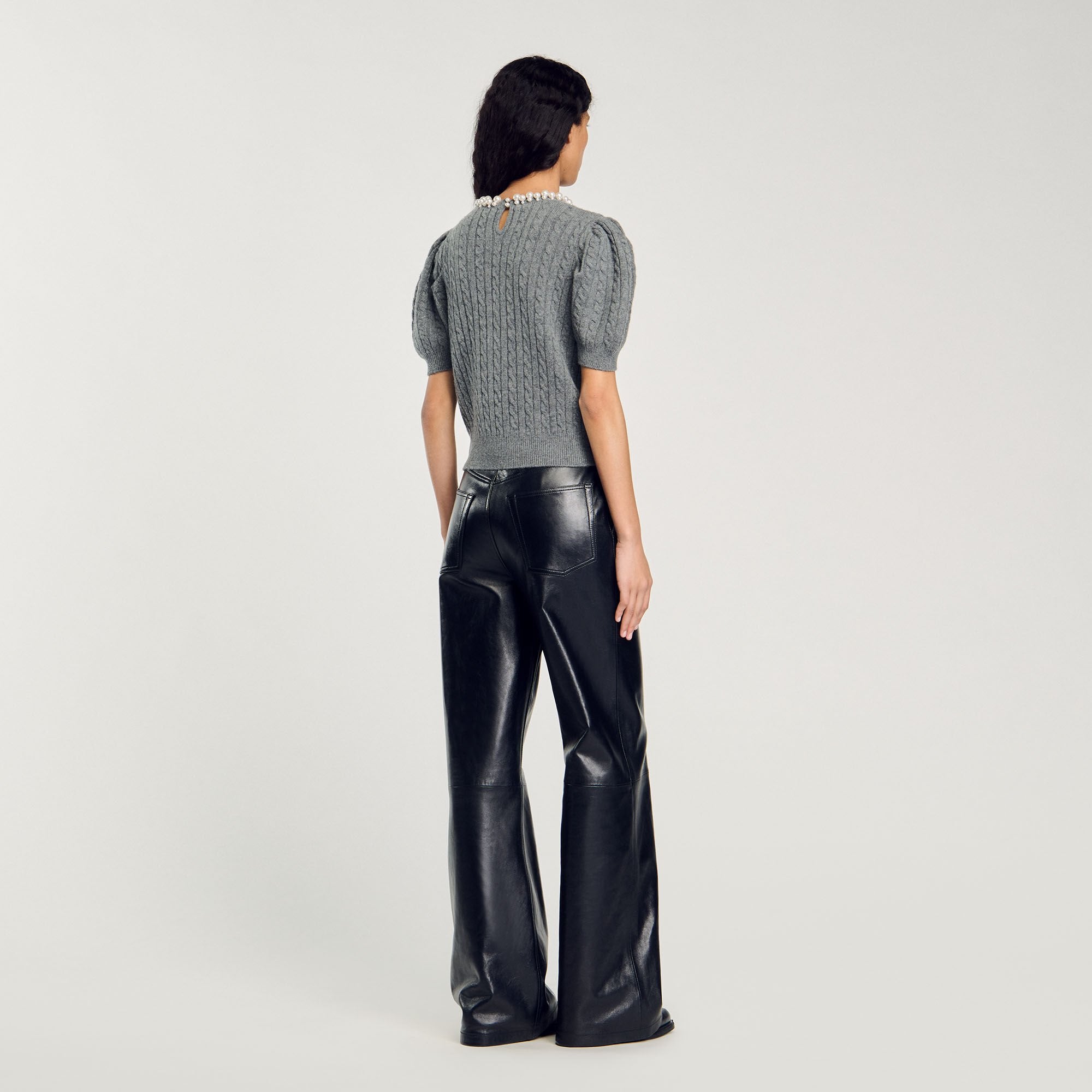 Cable knit sweater Grey Sandro Women