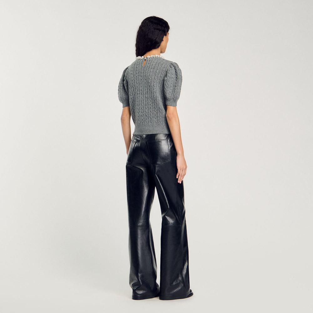 Cable knit sweater Grey Sandro Women