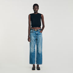 Ruffled cropped sweater Black Sandro Women
