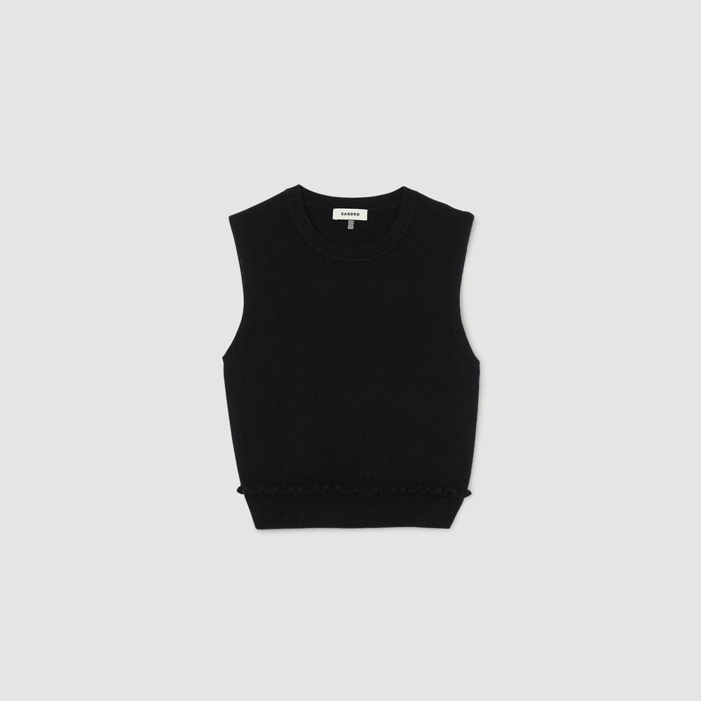 Ruffled cropped sweater Black Sandro Women