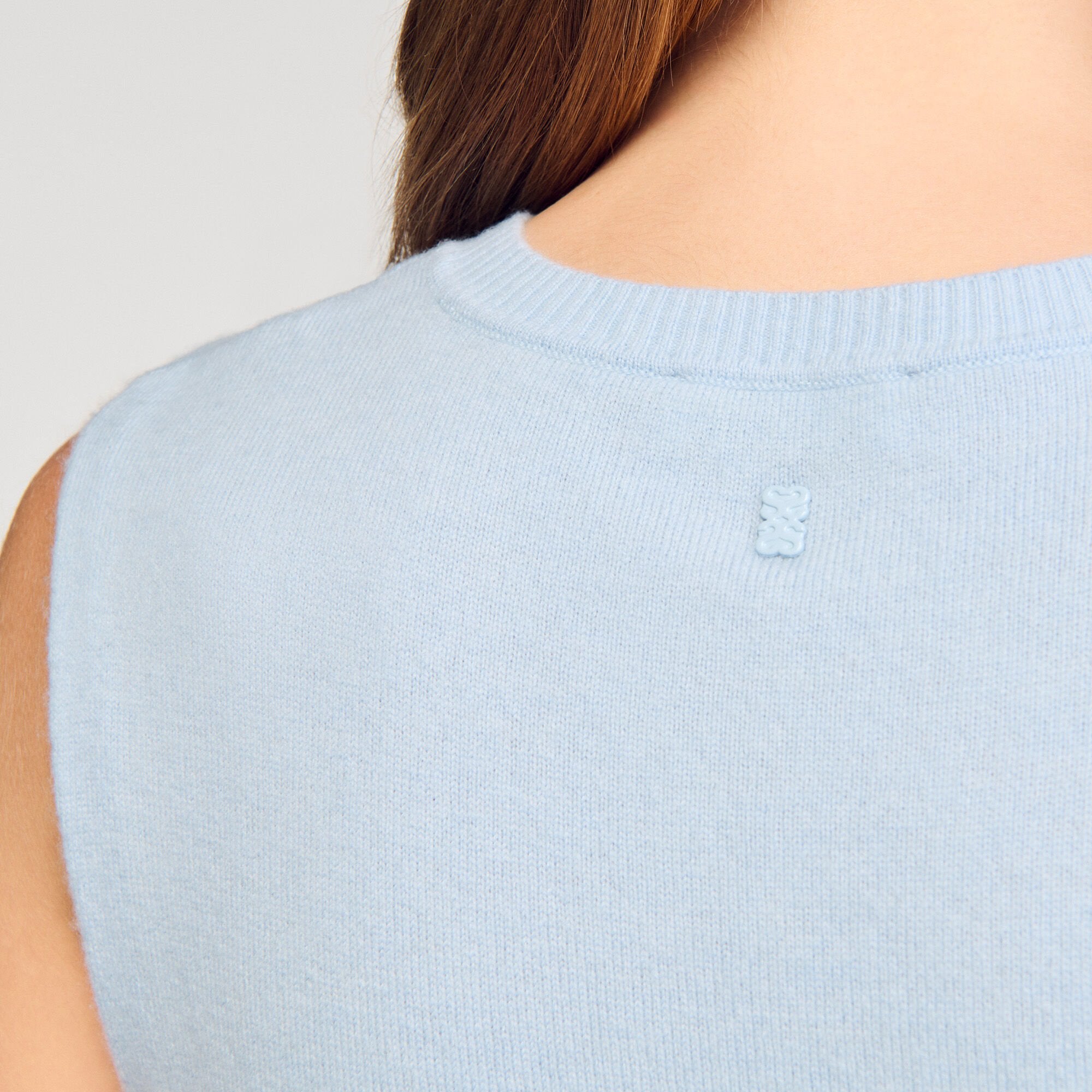 Ruffled cropped sweater Sky Blue Sandro Women