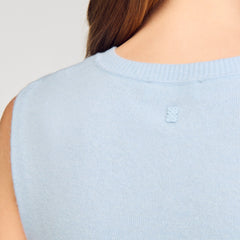 Ruffled cropped sweater Sky Blue Sandro Women