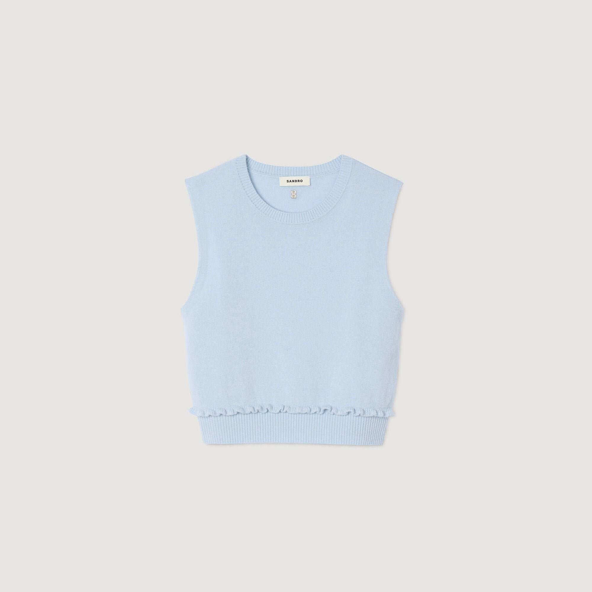 Ruffled cropped sweater Sky Blue Sandro Women