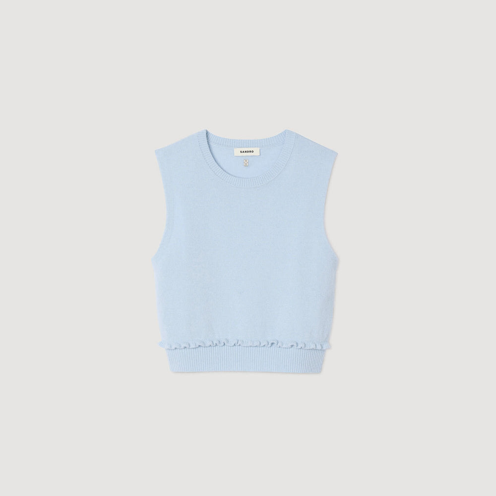 Ruffled cropped sweater Sky Blue Sandro Women