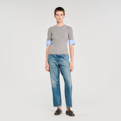 Sweater with contrast short sleeves Grey Sandro Women