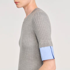 Sweater with contrast short sleeves Grey Sandro Women