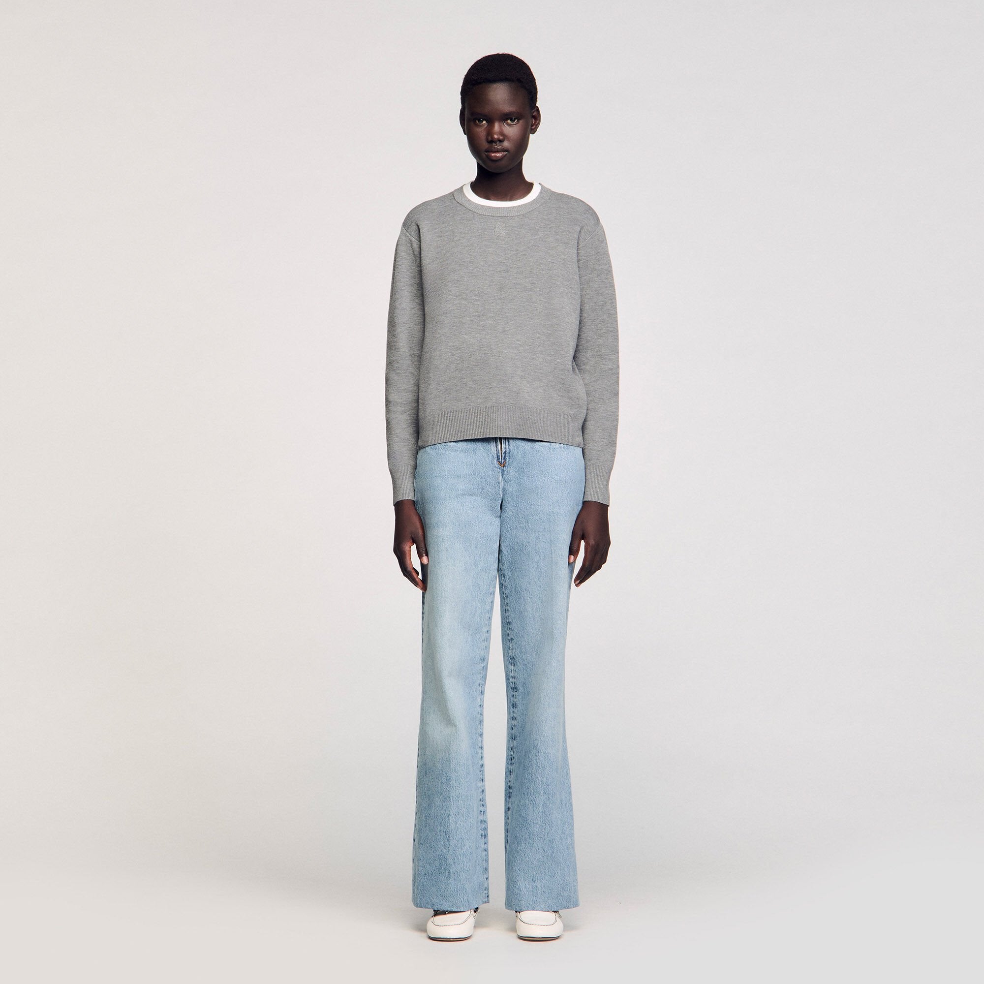 Contrast collar sweater Grey Sandro Women