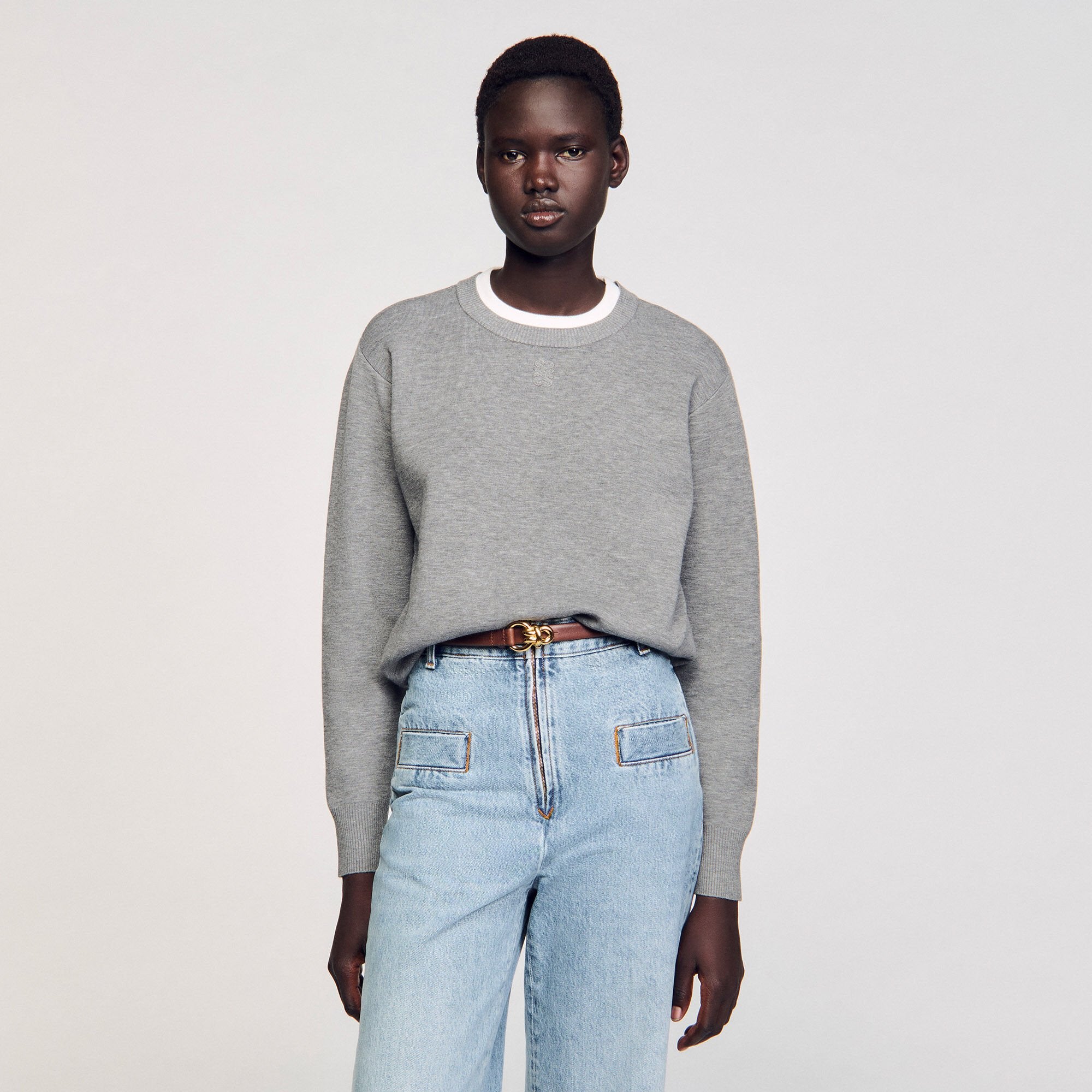 Contrast collar sweater Grey Sandro Women