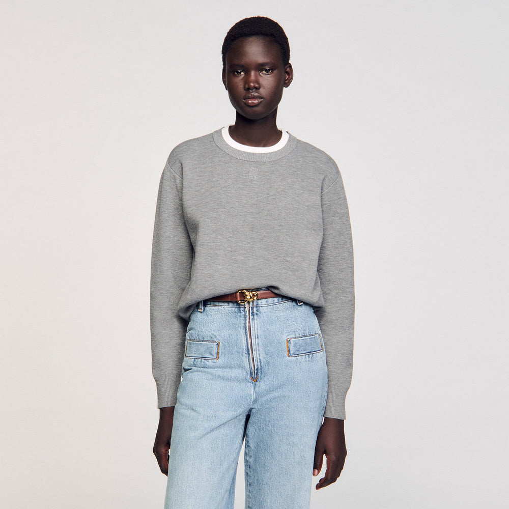 Contrast collar sweater Grey Sandro Women