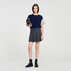 Dual-material knit sweater Navy / Grey Sandro Women