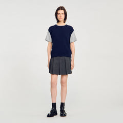 Dual-material knit sweater Navy / Grey Sandro Women