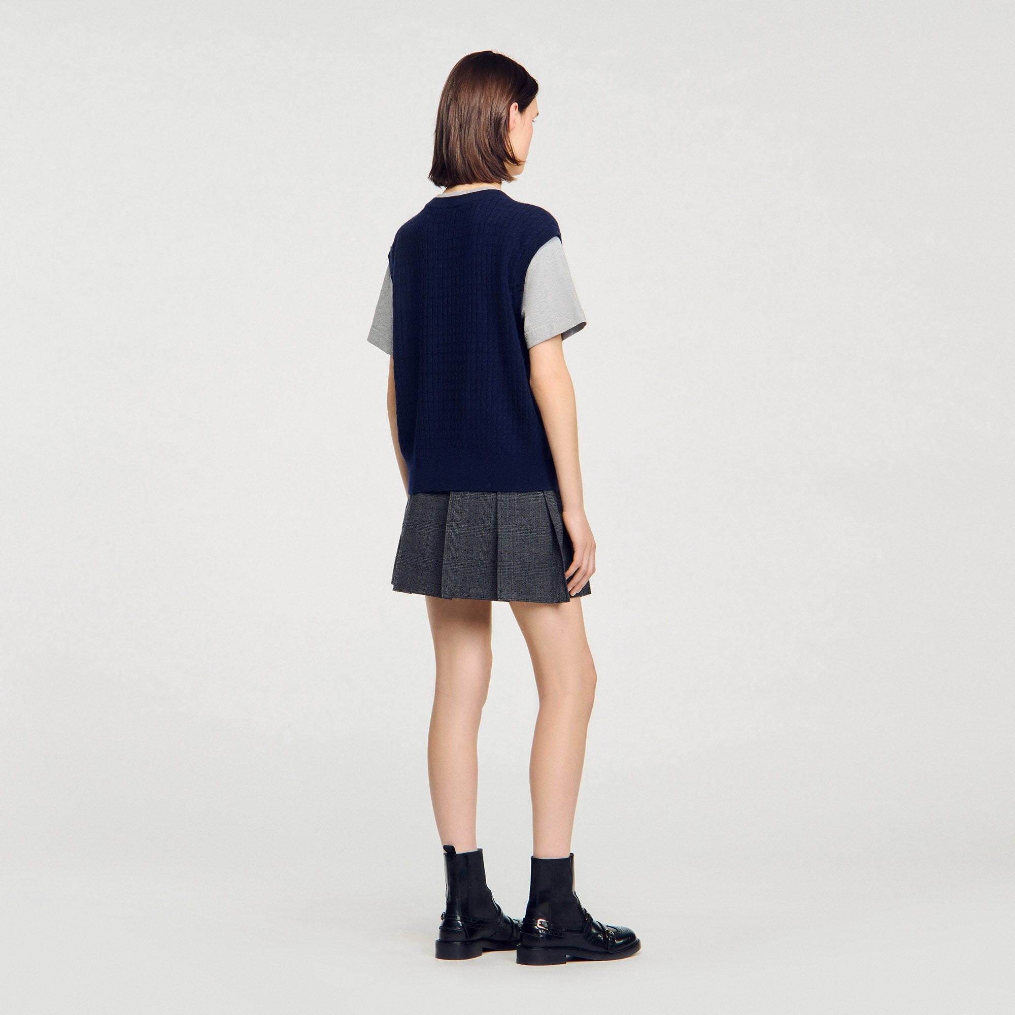 Dual-material knit sweater Navy / Grey Sandro Women