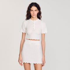 Pearl beaded knit sweater White Sandro Women