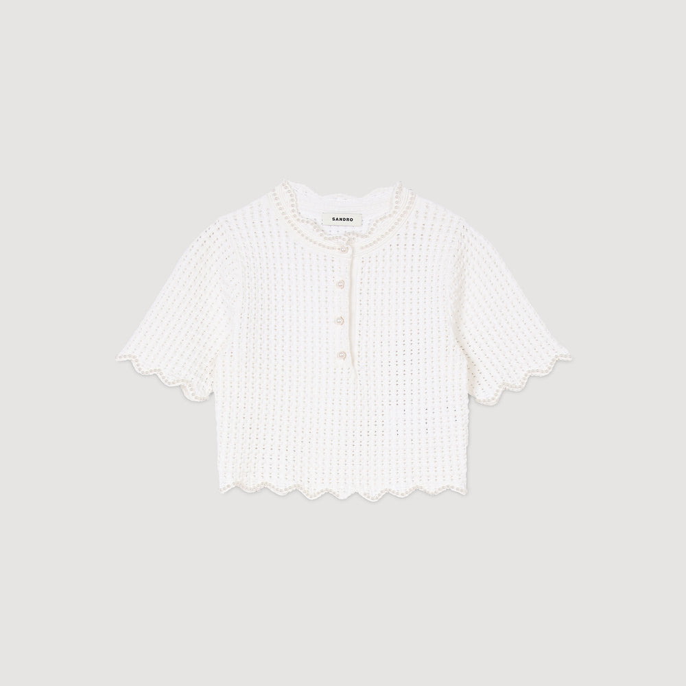 Pearl beaded knit sweater White Sandro Women