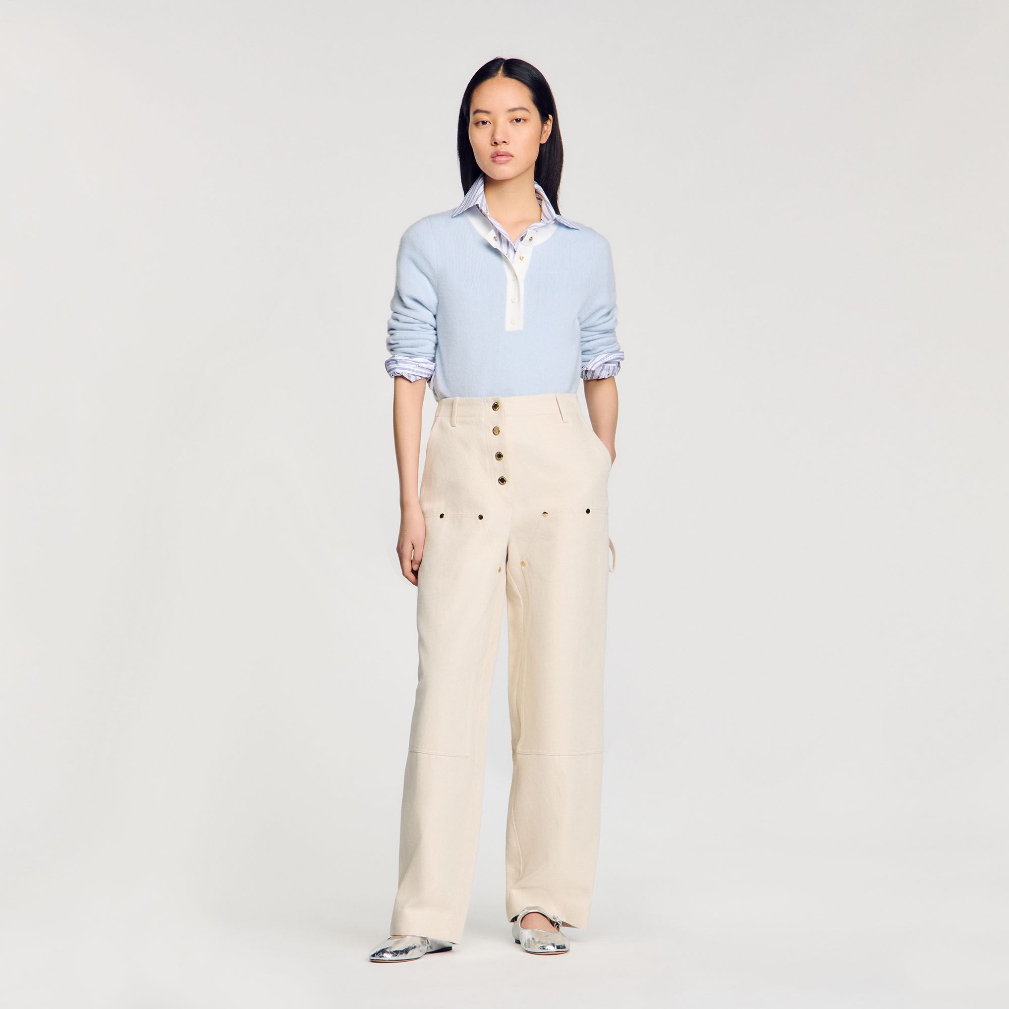 Wool and cashmere sweater Sky Blue Sandro Women