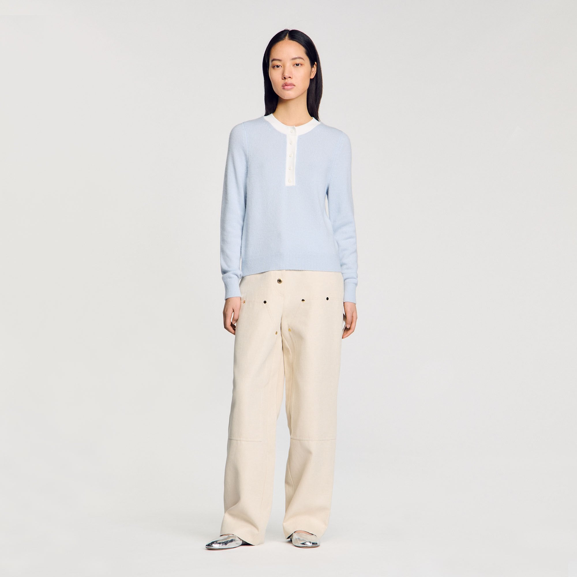 Wool and cashmere sweater Sky Blue Sandro Women