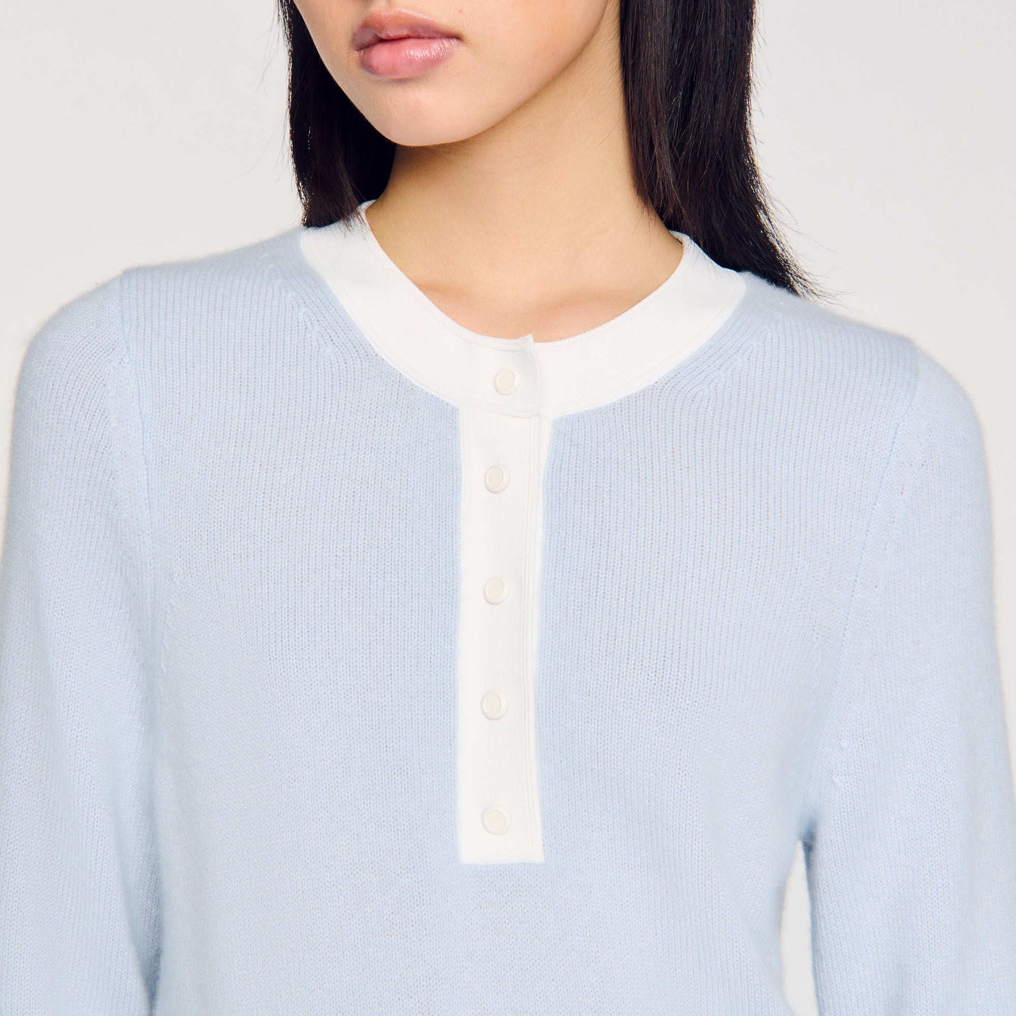 Wool and cashmere sweater Sky Blue Sandro Women