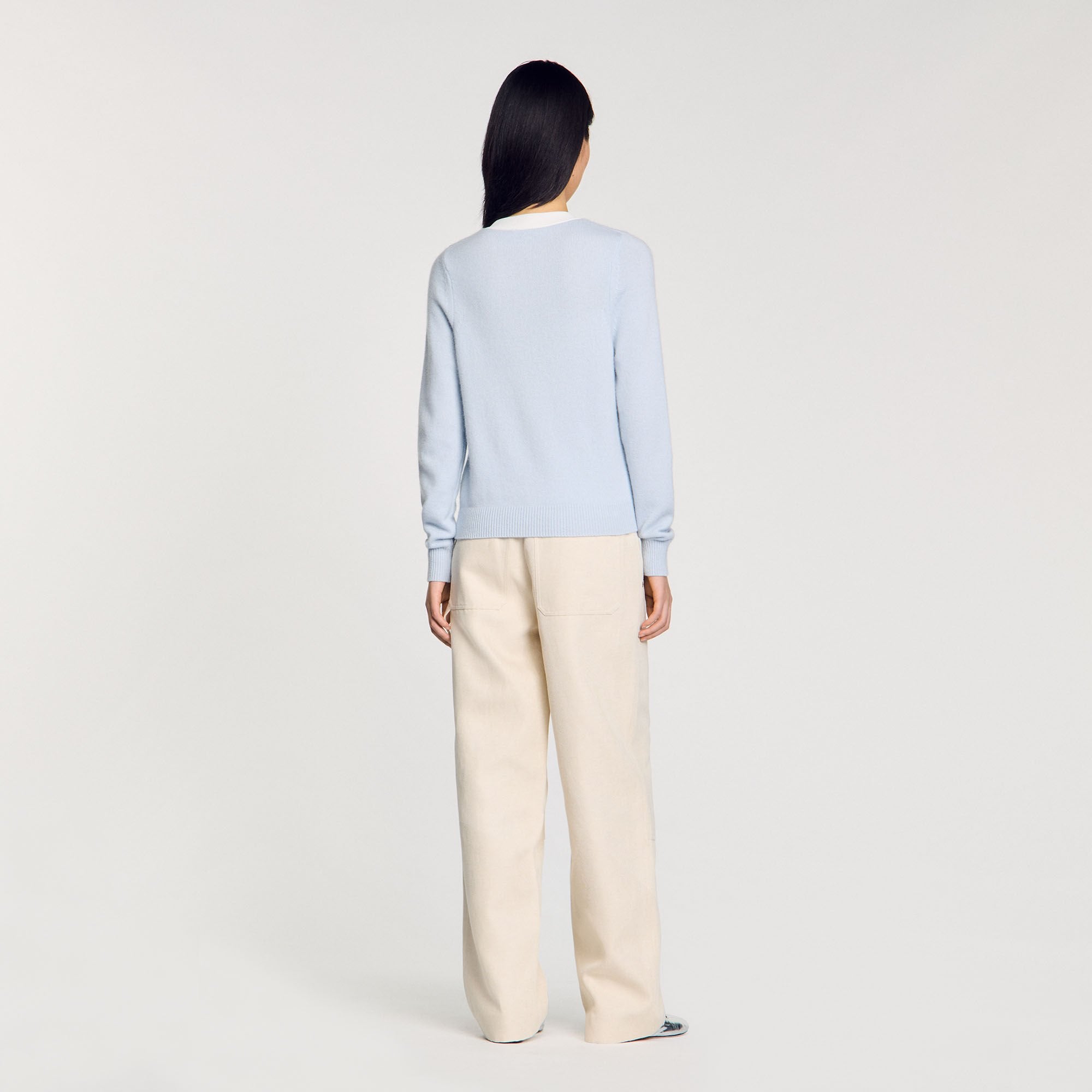 Wool and cashmere sweater Sky Blue Sandro Women