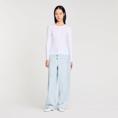 Ribbed sweater with Tunisian collar White Sandro Women