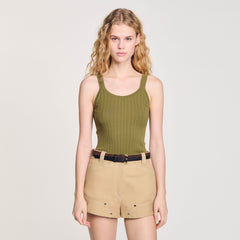 Ribbed vest top Olive Green Sandro Women