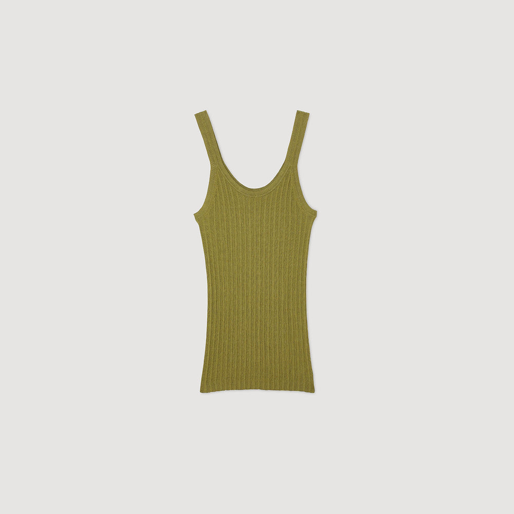 Ribbed vest top Olive Green Sandro Women