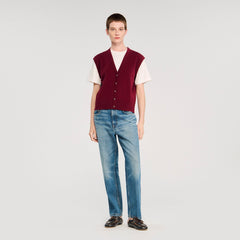 Two-tone wool and cashmere sweater Bordeaux Sandro Women