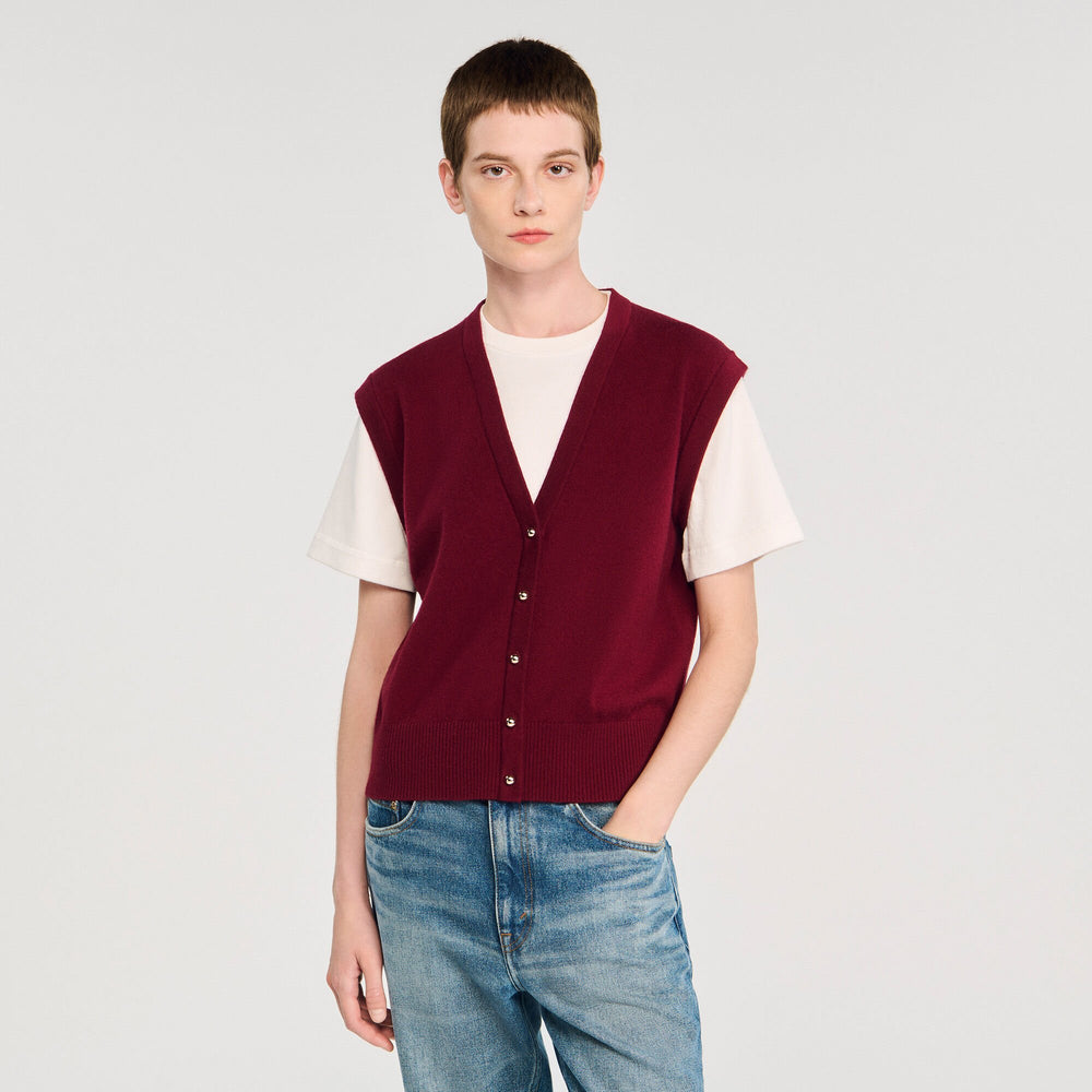 Two-tone wool and cashmere sweater Bordeaux Sandro Women