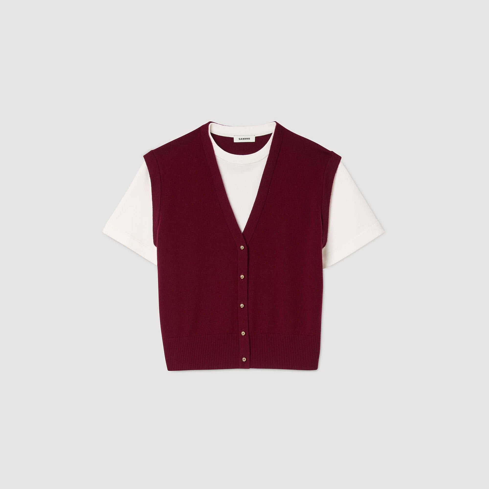 Two-tone wool and cashmere sweater Bordeaux Sandro Women