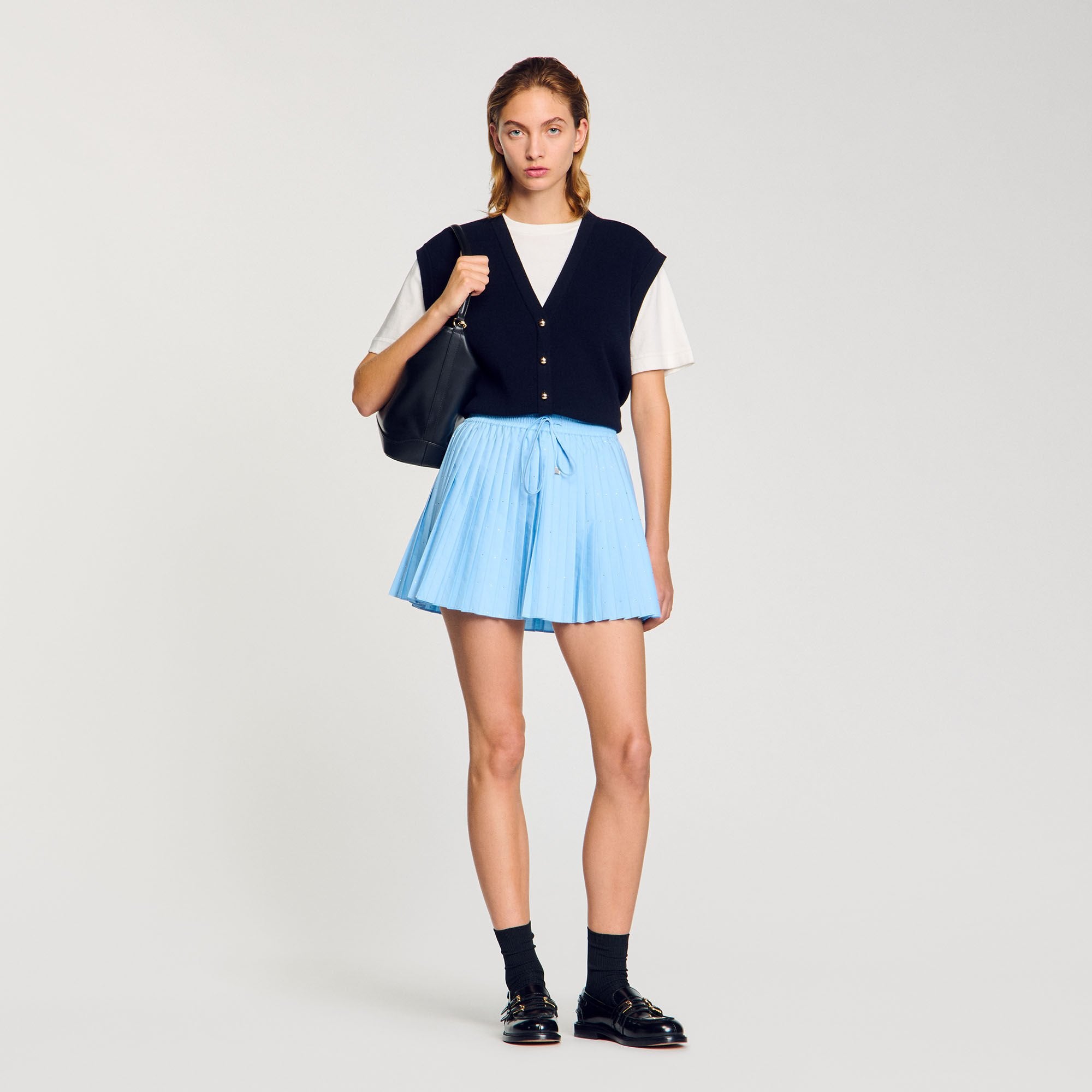 Two-tone wool and cashmere sweater Dark Navy Sandro Women