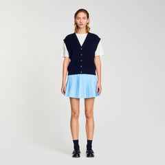 Two-tone wool and cashmere sweater Dark Navy Sandro Women