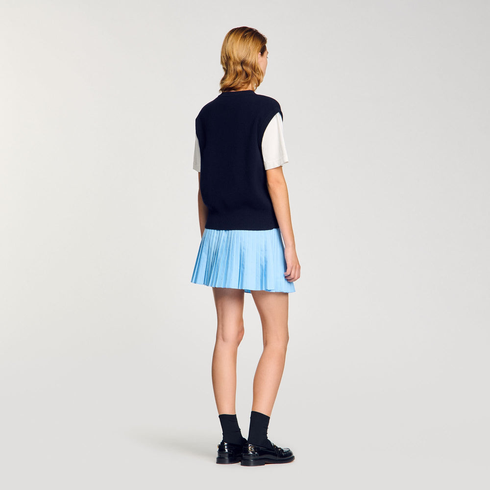 Two-tone wool and cashmere sweater Dark Navy Sandro Women