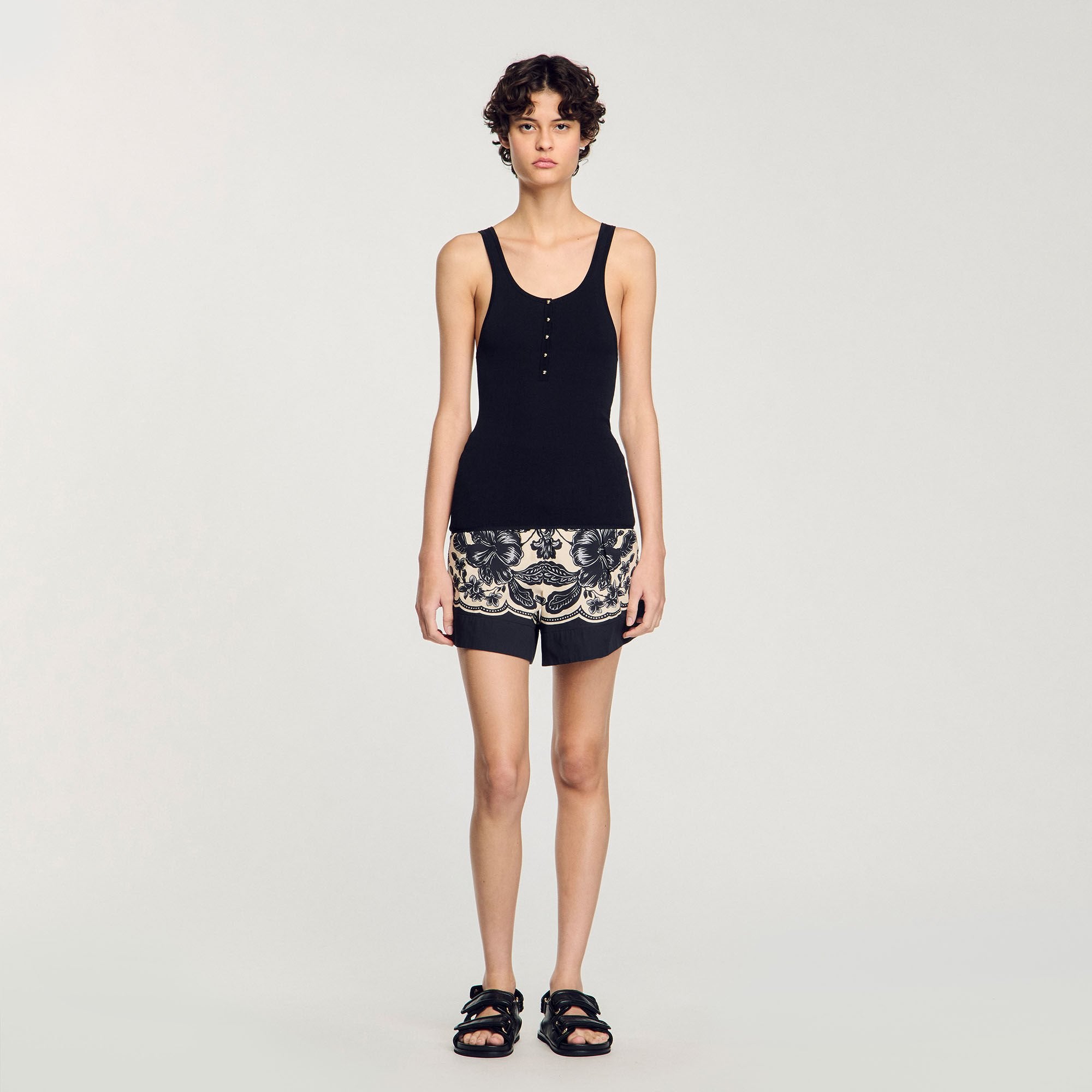Rib knit vest top Black Sandro Women