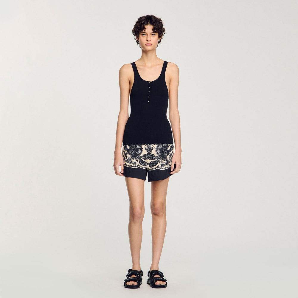 Rib knit vest top Black Sandro Women
