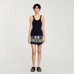 Rib knit vest top Black Sandro Women