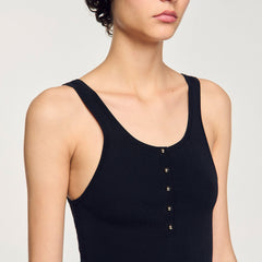 Rib knit vest top Black Sandro Women