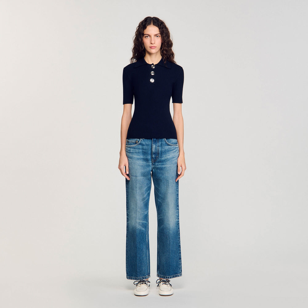 Polo-neck sweater Navy Blue Sandro Women